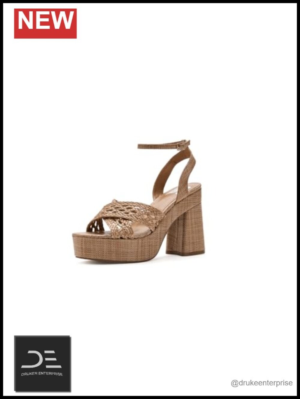Platform Heeled Sandals Ankle Strap Open Toe PU